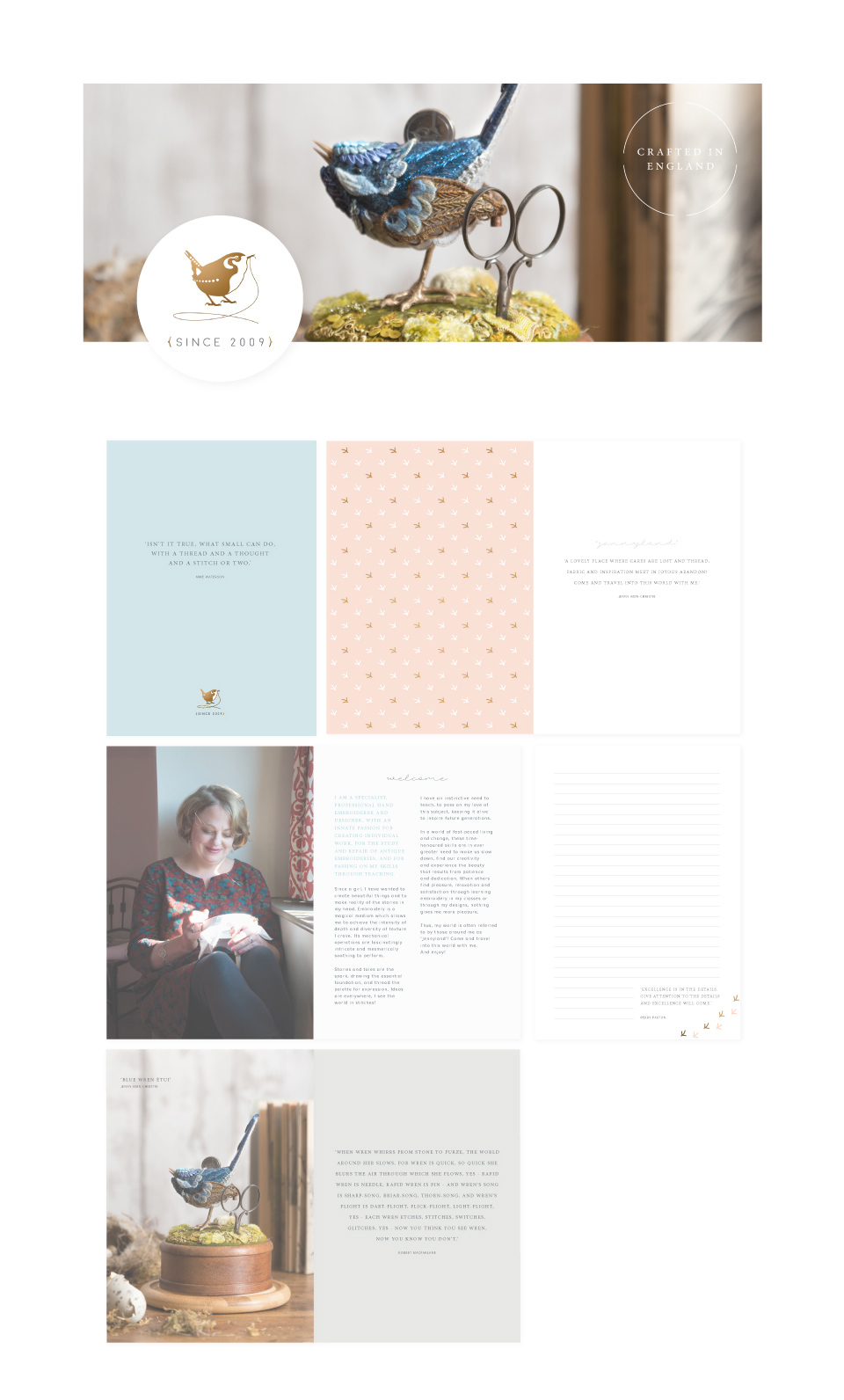 Facebook graphics and spreads taken from a bespoke notebook, designed for Jenny Adin-Christie.