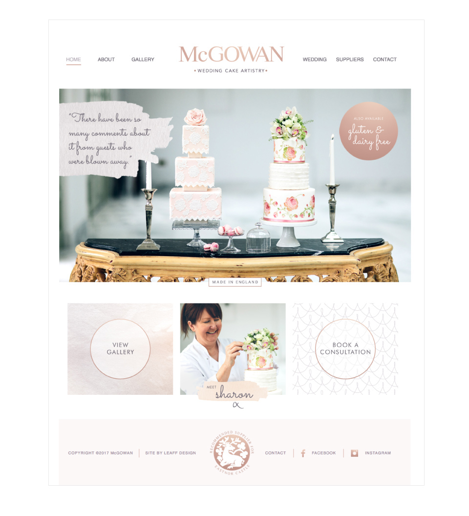 The website homepage designed and built for Sharon McGowan.